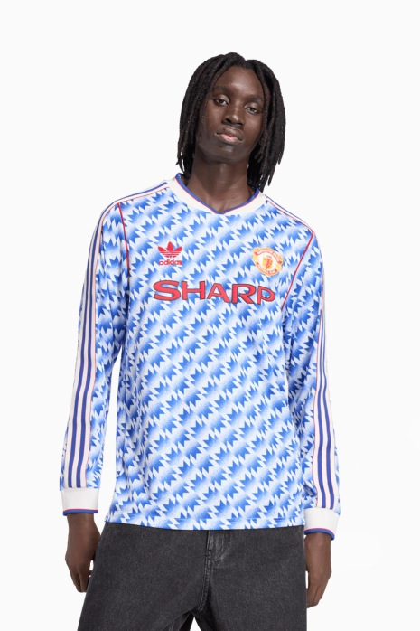 Koszulka z długim rękawem adidas Manchester United 1990 Wyjazdowa Replica - Niebieski