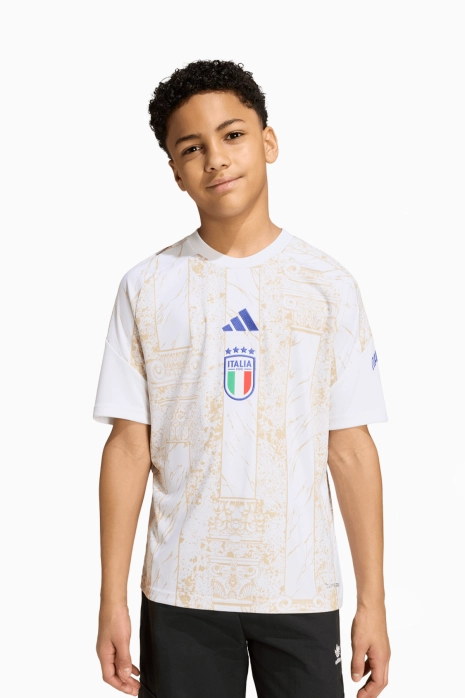 Тениска adidas Италия 2026 Pre-Match Junior - Бяла