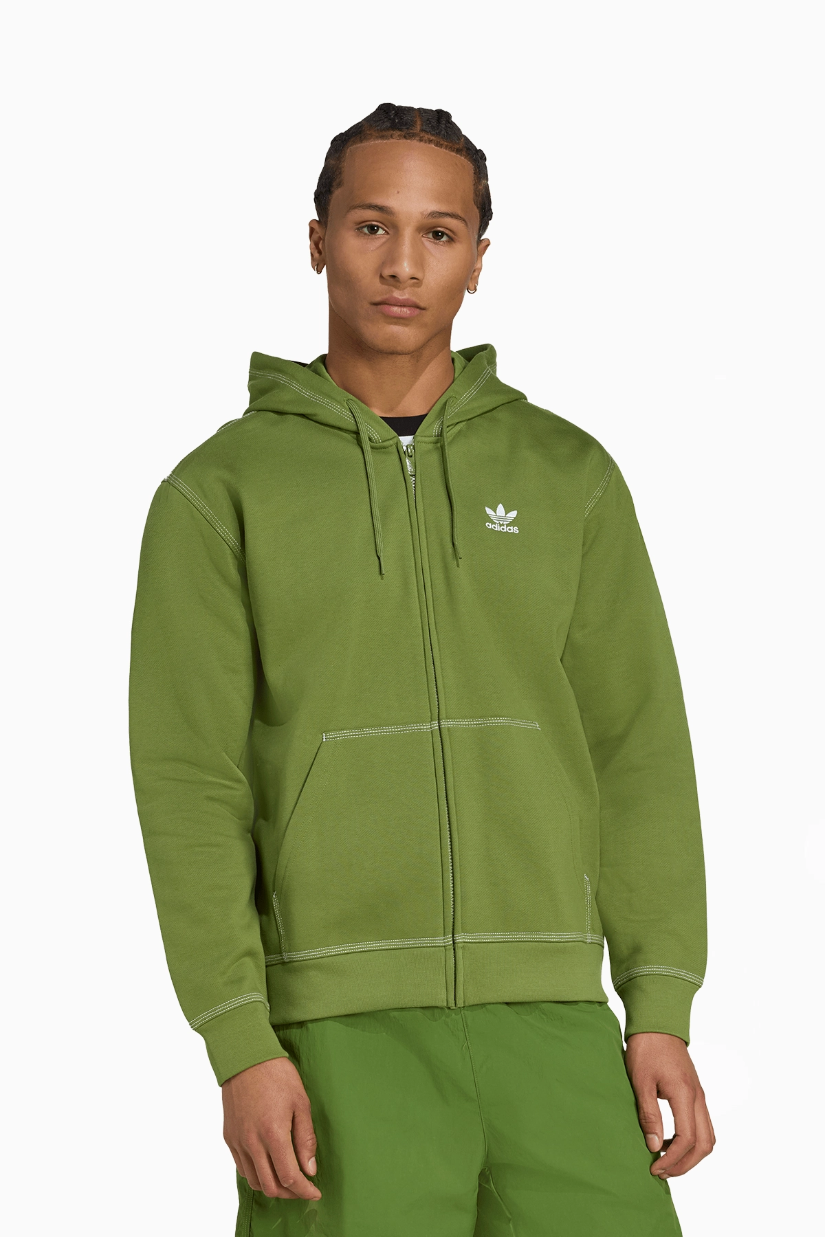 とろ Kapüşonlu svetşört adidas Trefoil Essentials Full-Zip - Yeşil