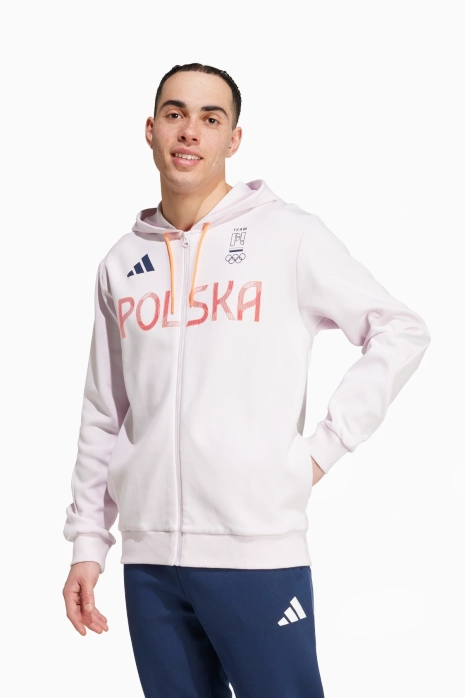 Bluza z kapturem adidas NOC Polska FZ - Biały
