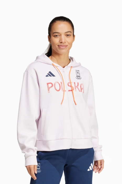 Majica dugih rukava adidas NOC Poland FZ Women - Bijeli