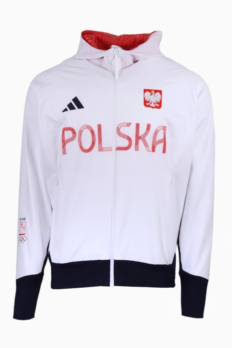 Majica dugih rukava adidas NOC Poland Z.N.E. FZ - Bijeli