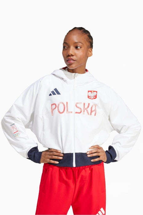 Μπλούζα adidas Πολωνία NOC Z.N.E. Podium FZ Γυναικεία - άσπρο