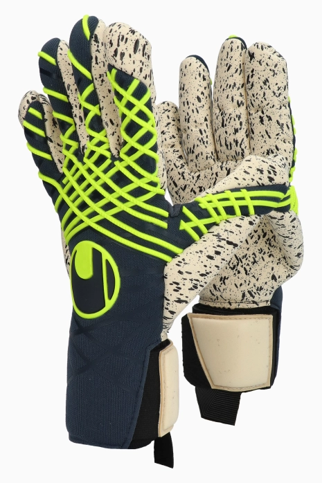 Goalkeeper Gloves Uhlsport Prediction Supergrip+ Finger Surround - Navy blue