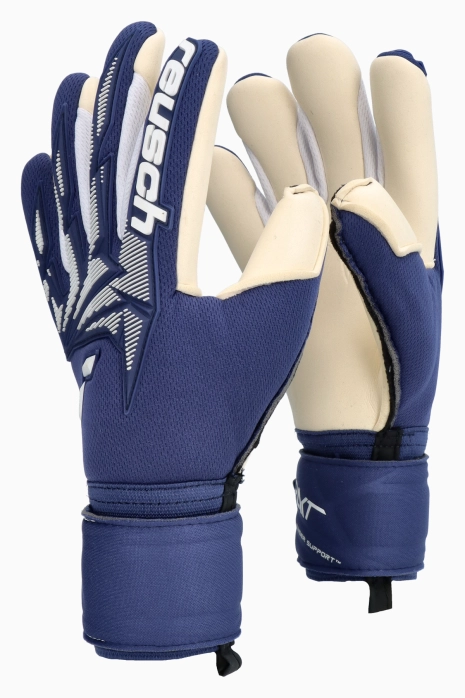 Goalkeeper Gloves Reusch Attrakt Freegel Gold Finger Support Junior - Navy blue
