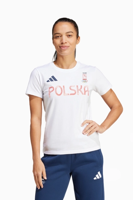 Κοντομάνικη Μπλούζα adidas NOC Πολωνία Essentials Γυναικείο - άσπρο