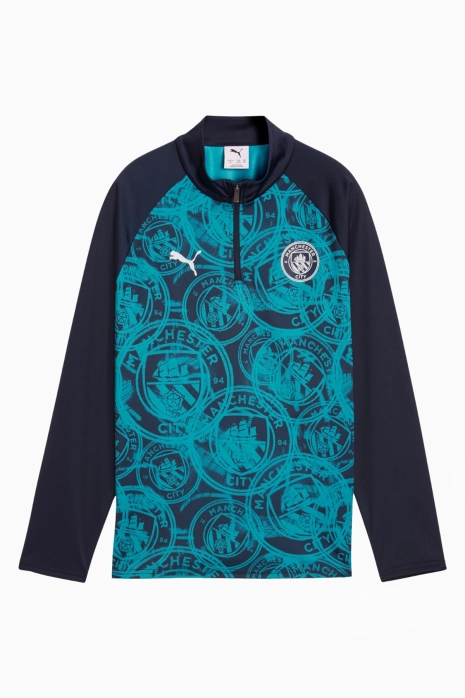 Hanorac Puma Manchester City 25/26 Warm Up 1/4 Zip Top Junior - Albastru marin