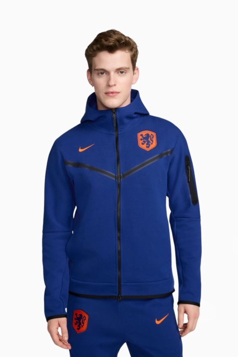 Bluza z kapturem Reprezentacji Holandii Nike 2024 Tech Fleece Windrunner - Granatowy
