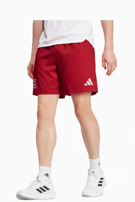 Kratke hlače adidas NOC Polskja - Rdeča