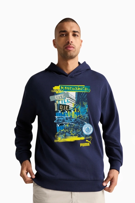 Bluza z kapturem Puma Manchester City 24/25 ftblNRGY+ - Granatowy