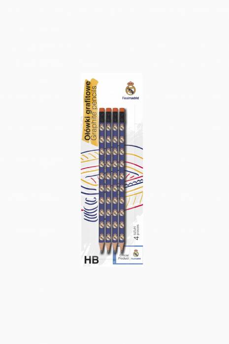 Creion triunghiular cu radieră HB 4 buc Real Madrid