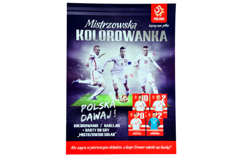 Книжка за оцветяване със стикери A4 на Полския национален отбор + игра