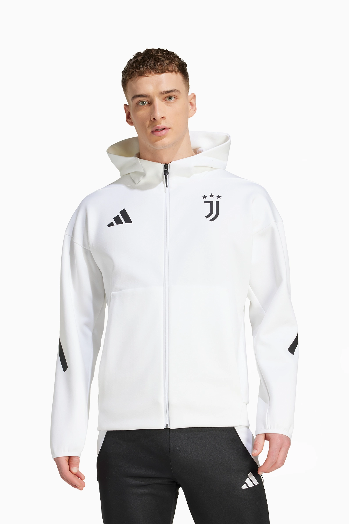 Kapüşonlu svetşört adidas Juventus FC 25/26 Anthem - Beyaz