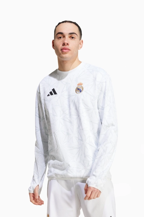 adidas Real Madrid 24 25 Pre Match Sweatshirt White