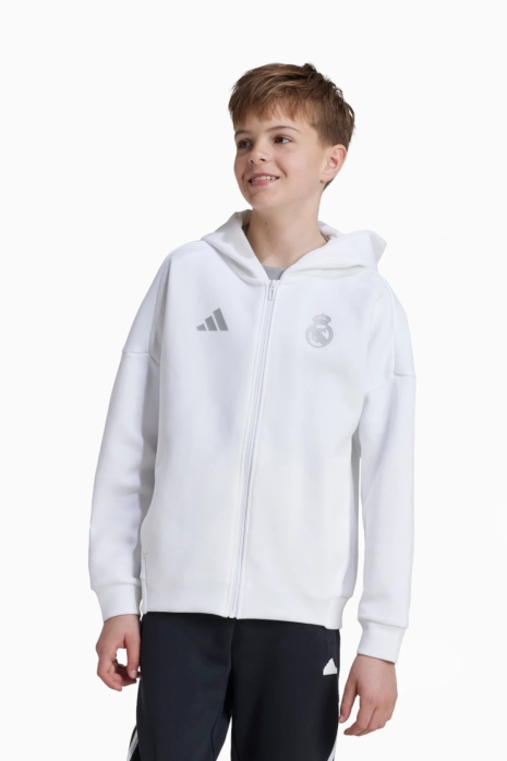 Φούτερ Με Κουκούλα adidas Real Madrid 24/25 Anthem Παιδικό - άσπρο