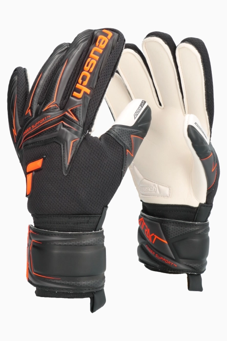 Goalkeeper Gloves Reusch Attrakt Advance Finger Support Junior - Black