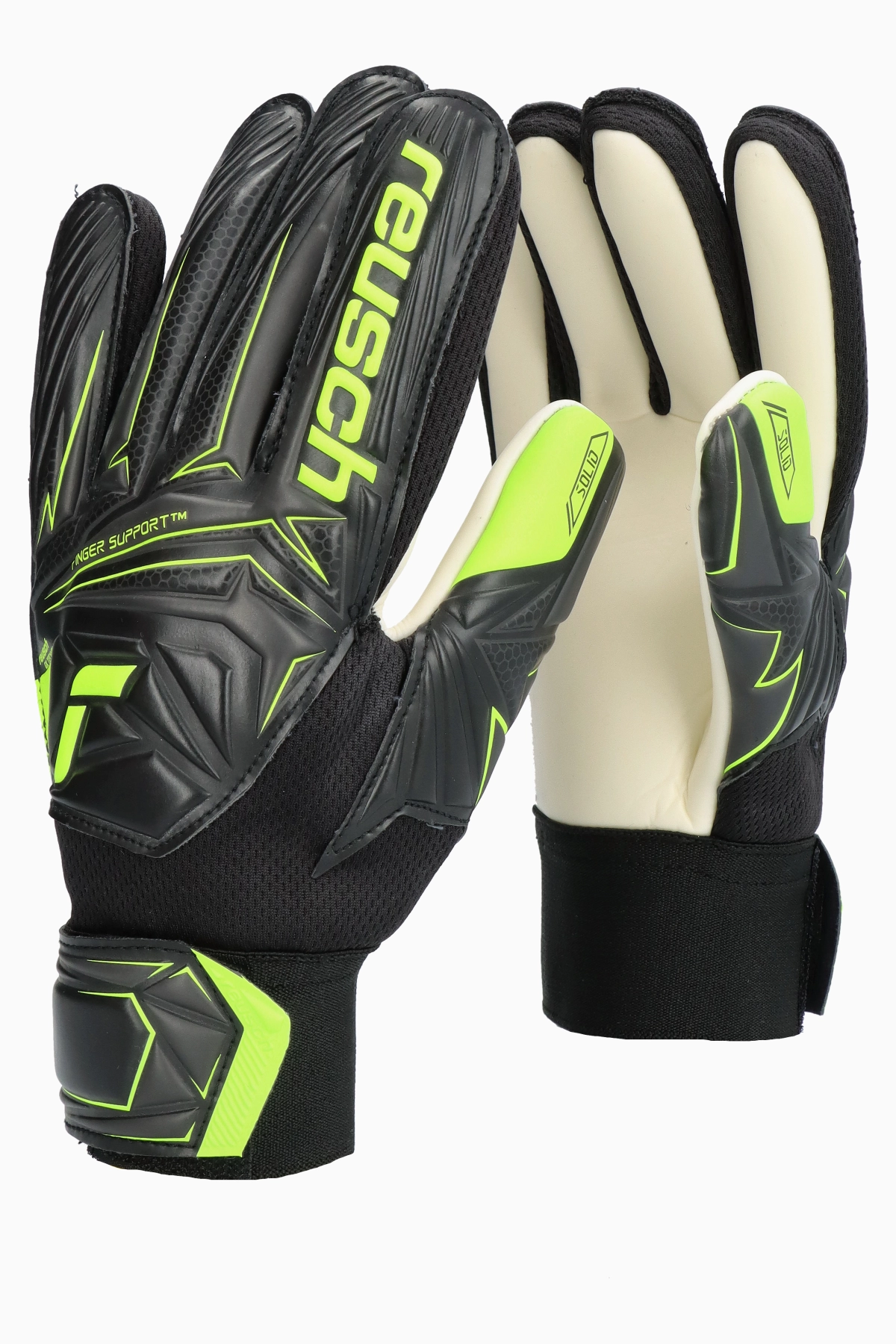 Goalkeeper Gloves Reusch Attrakt Starter Solid Finger Support Junior - Black